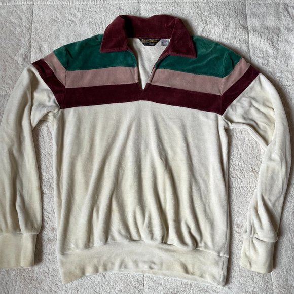 1970's 1980's Vintage Velour Mens Pullover - Picture 1 of 6